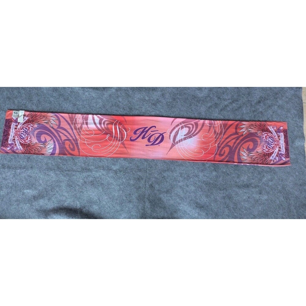 Vintage Y2K Harley Davidson Women's Scarf Pink Tribal Heart Wings Biker 66"x11"
